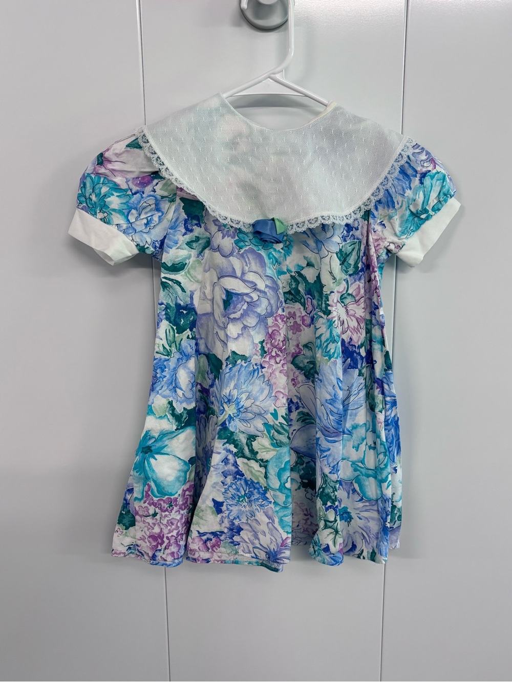 Girls Vintage Rose Cottage Floral Dress Size 5 Lace Peter Pan Collar Cottagecore